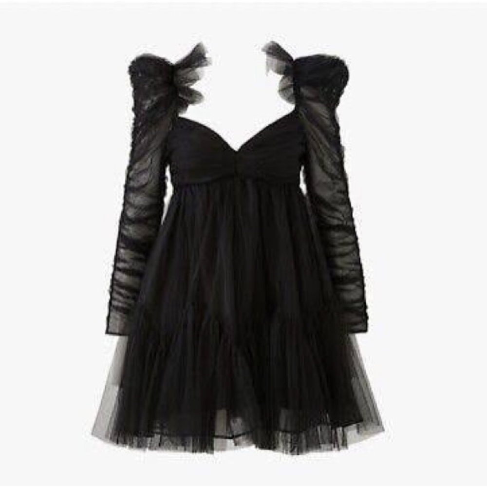 NWT Zimmerman Black Tulle Ruched Mini Dress 1